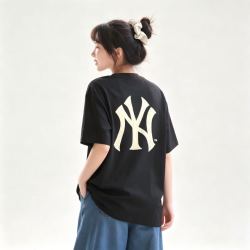 NewEra纽亦华夏季黑色经典潮浪百搭NY印花情侣短袖男女款运动T恤