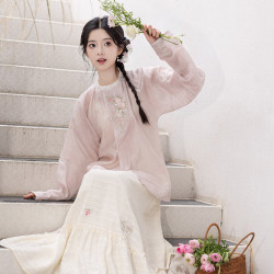 池夏 天丝绣花短衫人棉褶裙原创改良汉服 春夏 绣花人棉包包 均码 现货