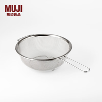 無印良品 MUJI 不锈钢附手柄沥水盆 MC28CC0A 银色 约宽19.5cmX长34cm