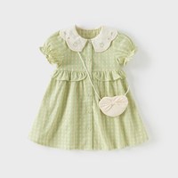 戴维贝拉 儿童裙子夏装新款女童格子薄款连衣裙