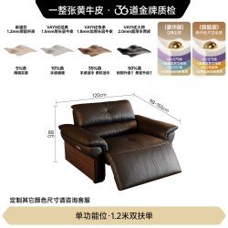 FA SA DI HOUSEHOLD 直排SF1391皮 中古风电动可躺客厅头层牛皮胡桃木色实木扶手功能沙发 单功能位·1.2米双扶单