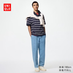 优衣库 481569 弹力棉混纺 粉蓝色 3XL 九分裤