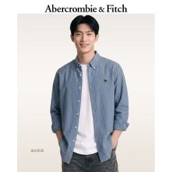 Abercrombie & Fitch 125-6044 小麋鹿图案 蓝色条纹 S(175/92A) 长袖衬衫