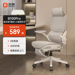 西昊 久坐舒适 人体工学椅  B100Pro 弹弓骶枕+4D扶手 带脚踏