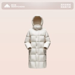美力城 暖天鹅鹅绒羽绒服泡芙保暖中长款外套女110