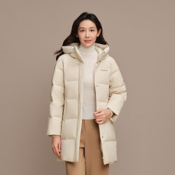 波司登 2024冬季连帽合身X型中长款经典休闲羽绒服女商城同款