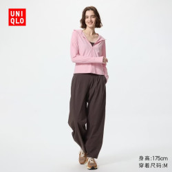 优衣库 484871 防紫外线高弹力宽腿裤 棕黑色 3XL