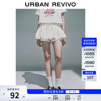 UR UYU660017 撞色系带抽褶 本白 M 女士短裤
