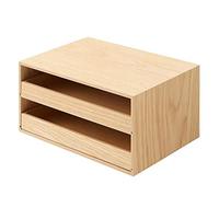 無印良品 MUJI 无印良品木质双层收纳盒原木色25.2x17x12.6cm