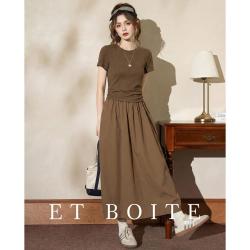 Et Boite 亚麻收腰显瘦连衣裙