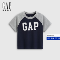 Gap 男女幼童纯棉Logo印花插肩袖短袖T恤 海军蓝 110cm