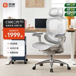 西昊 C300二代Pro人体工学电脑椅 云白+滑翔追背+8D扶手