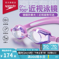 速比涛 京速系列高清防雾镀膜近视泳镜 紫色 400度