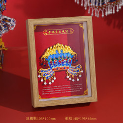 赋闲 国博凤冠冰箱贴孝端皇后九龙九凤北京故宫博物院文创纪念品伴手礼 九龙九凤冠冰箱贴+相框套装（红）