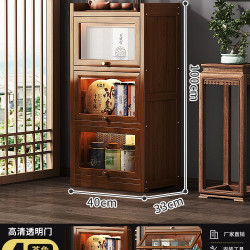 沁欣 长虹门博古柜Q3 实木新中式茶叶柜 40四层款 透明门