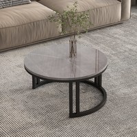 SAMEDREAM 实木岩板茶几 CJ0915ZGY 70cm 黑架维克灰