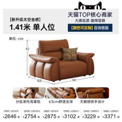 帕沙曼 7236ZP 真皮沙发 288cm 意式极简 复古中古风