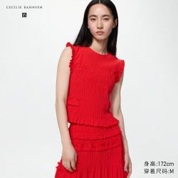 优衣库 抽褶背心女装合作款488088 15 珊瑚红色 M
