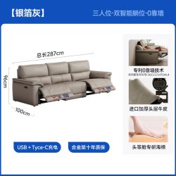 芝华仕 30196 真皮沙发 多人位 电动功能 银箔灰