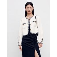 太平鸟 女装短外套小个子小香风女春质感百搭时尚 白色 XL
