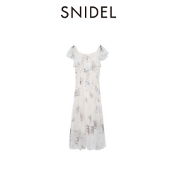 SNIDEL 甜美荷叶边小飞袖印花连衣裙 SWFO264403