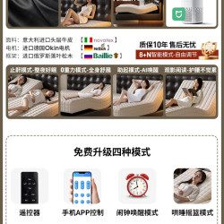 红晟 华夫格电动床全自动智能床1.8米主卧家用自动升降床2米x2米2