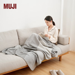 無印良品 MUJI 羊毛披巾 围巾围脖男女 秋冬季 披肩 保暖
 灰色格纹/120*200cm