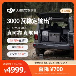 大疆 220V 3000瓦大功率大容量快充户外移动电源自驾露营车载摆摊储能户外电源 DJI Power 2000
