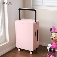 FYA行李箱女2026新款中置宽拉杆旅行箱小型20可登机密码箱耐用皮箱男 樱花粉