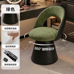 蔓斯菲尔 NA90 化妆凳 360°旋转 橄榄绿雪尼尔+黑生态真皮