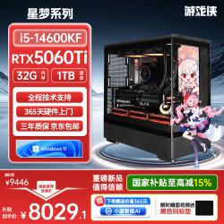 游戏侠 星梦系列I5-14600KF/RTX5060TI台式电脑游戏台式机电脑主机(14600KF+32G+1TB SSD+RTX5060TI-8G)