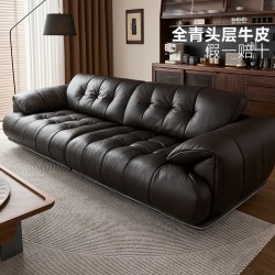 AURTOP 全青皮真皮沙发意式轻奢大户型大平层客厅零靠墙头层牛皮直排沙发