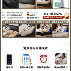 红晟 智能电动床架家用自动可升降床零重力互不打扰双人床米家8h