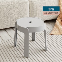 万虎 塑料凳子家用加厚餐椅黑色风车圆板凳可叠放餐桌凳出租房用小椅子