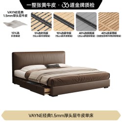 FA SA DI HOUSEHOLD 香奈尔真皮床主卧高端大气现代简约储物黑色意式极简双人床