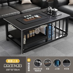 三宿梦 s茶台茶几-wxl 现代简约茶几 100*55*60 黑色桌面+黑架
