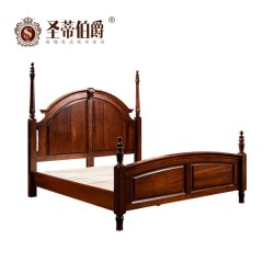 圣蒂伯爵 Q936床 实木双人床 1.8米 金丝胡桃色