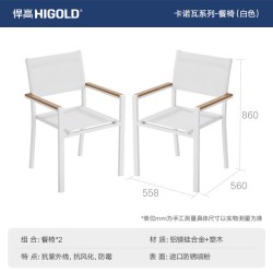 悍高 441647830000010 Auto户外桌椅组合 白色餐椅*2