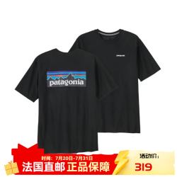 Patagonia P-6 LOGO男士黑色休闲户外舒适棉质短袖T恤38504-BLK XS