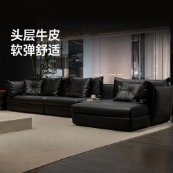 MLILY 卡宾达 真皮沙发 2.8米 黑色双人位