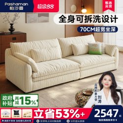 帕沙曼 可拆洗布艺沙发小户型客厅新款复古风雪尼尔三人直排风信子