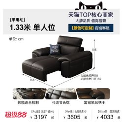 帕沙曼 2538ZP 真皮沙发床 330cm 黑色