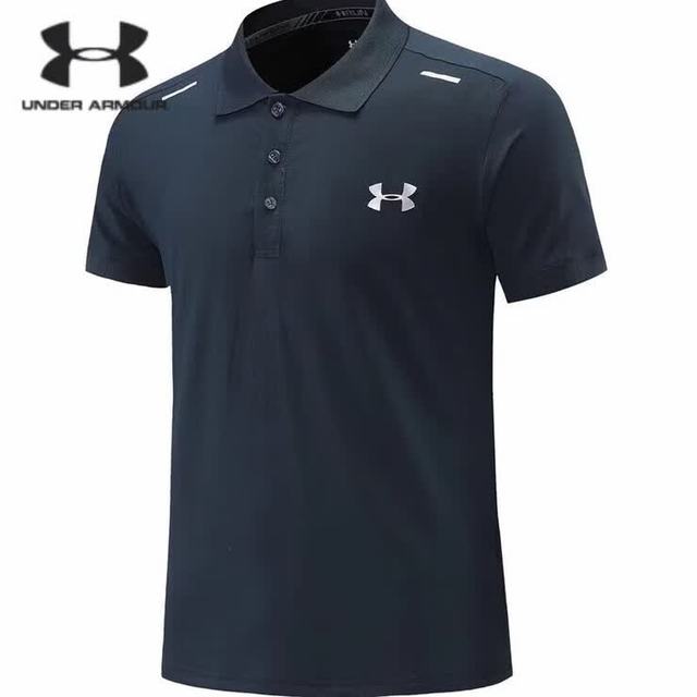 安德玛 运动Polo衫男夏商务翻领t恤高尔夫网球教练服健身训练速干短袖 灰色 L