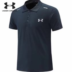 安德玛 运动Polo衫男夏商务翻领t恤高尔夫网球教练服健身训练速干短袖 灰色 L