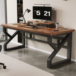 媚居逸 Mjy-25 实木电脑桌 80x60x75cm 深梨木色+黑架