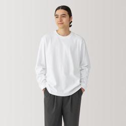 無印良品 MUJI 无印良品 男式 水洗粗棉线圆领长袖T恤男士打底衫 套头衫夏