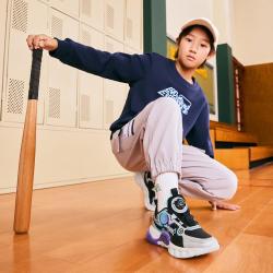 鸿星尔克 坠星 旋钮防风儿童跑鞋简约耐磨男女大童运动鞋跑步鞋