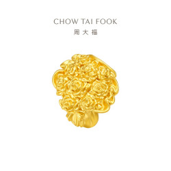 周大福 玫瑰花手捧花花束足金黄金摆件 EOR1417