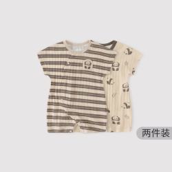 巴厘小猪 宝宝连体衣夏季薄款新生儿哈衣爬爬服夏天短袖婴儿衣服 竹林奇遇  90cm