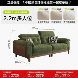 狄普 中古风布艺沙发客厅小户型2026新款枫颂复古绿色雪尼尔可拆洗